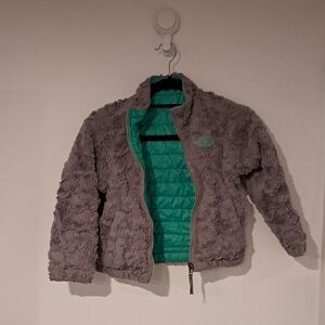 The North Face Kids Fleece Jacket - Gray with Green Lining Sz XS